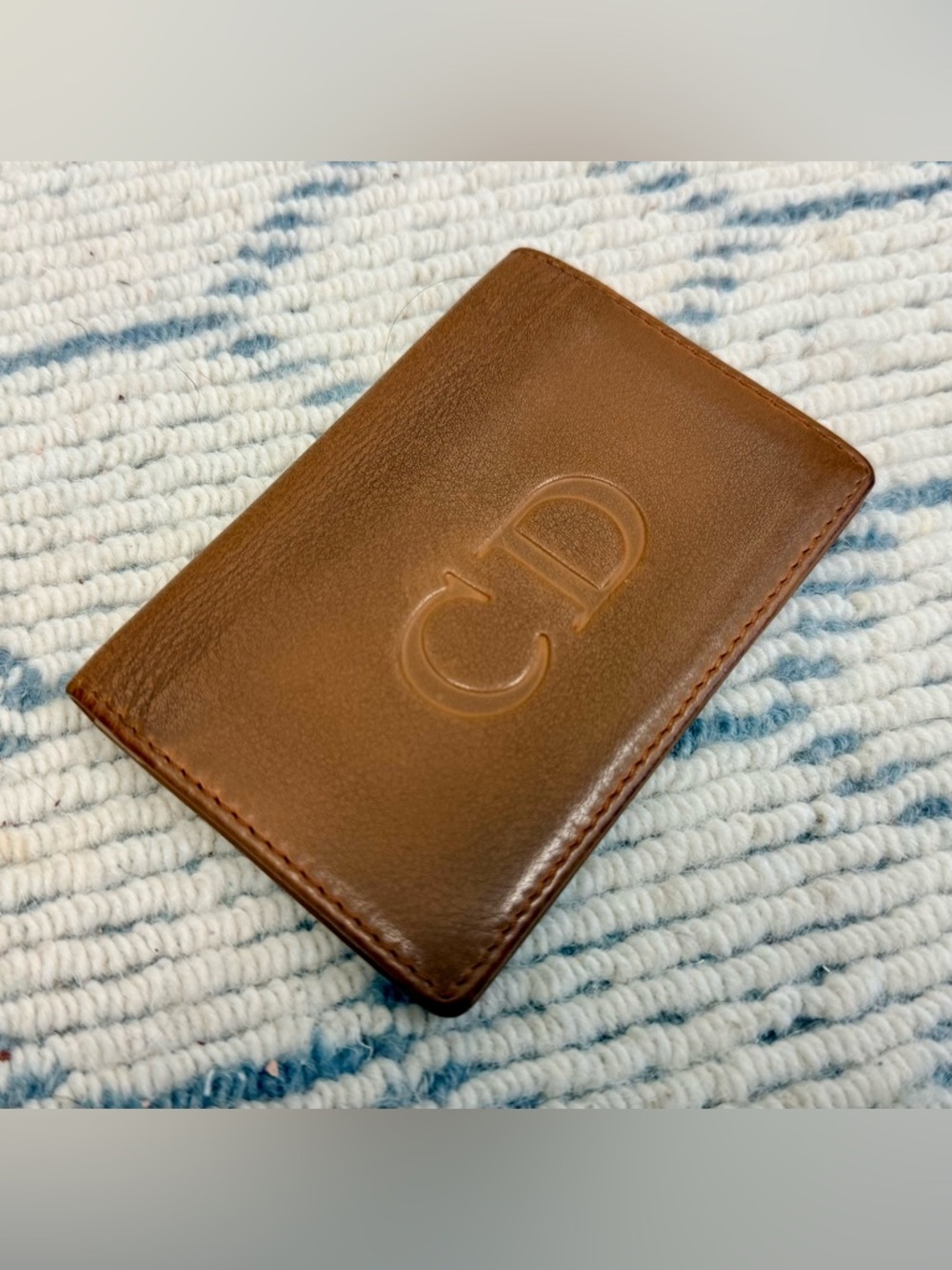 DIOR Vintage Y2K Rare Unisex Brown Leather Classic CD Logo Card Holder Wallet - Picture 3 of 16